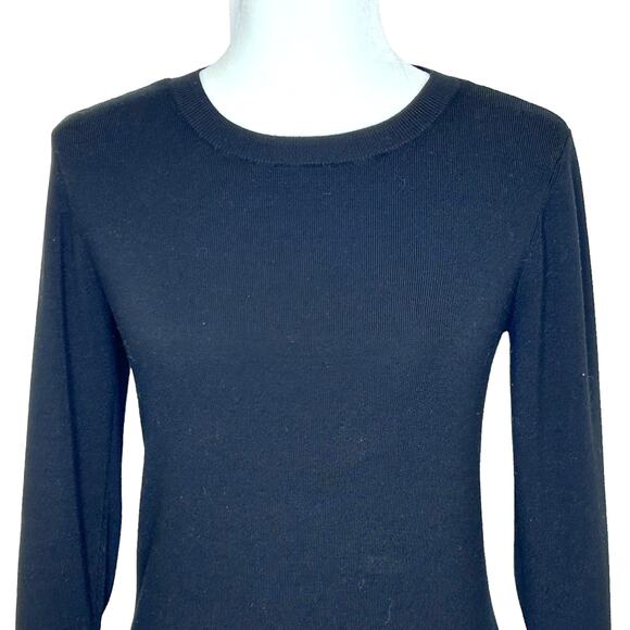 Halogen Black Sweater Black White Striped Bell Ruffle Sleeve - Picture 2 of 7